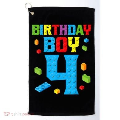 Master Builder 4th Birthday Boy 4 Four Year Building Bricks Golf Towel