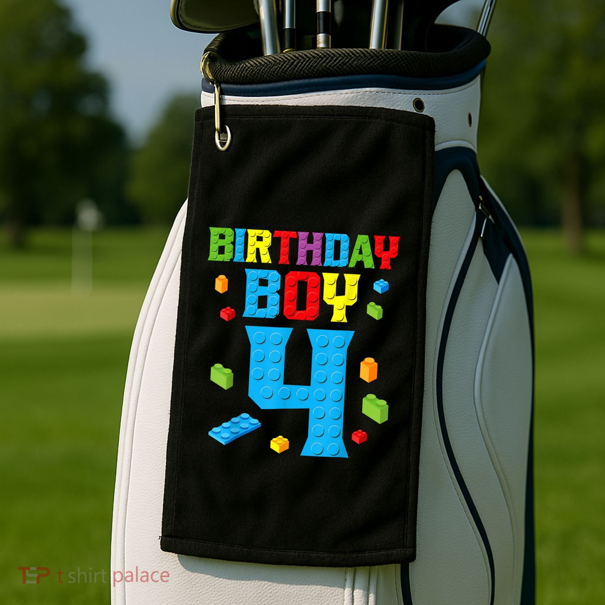 Master Builder 4th Birthday Boy 4 Four Year Building Bricks Golf Towel