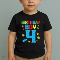 Master Builder 4th Birthday Boy 4 Four Year Building Bricks Toddler T-Shirt thumb 2