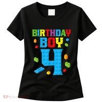 Master Builder 4th Birthday Boy 4 Four Year Building Bricks Women's T-Shirt thumb 0
