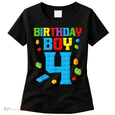 Master Builder 4th Birthday Boy 4 Four Year Building Bricks Women's T-Shirt