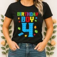 Master Builder 4th Birthday Boy 4 Four Year Building Bricks Women's T-Shirt thumb 2