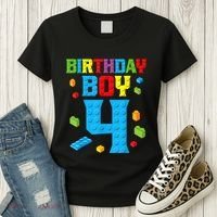Master Builder 4th Birthday Boy 4 Four Year Building Bricks Women's T-Shirt thumb 3