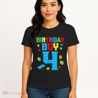 Master Builder 4th Birthday Boy 4 Four Year Building Bricks Women's T-Shirt thumb 4