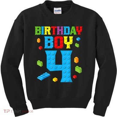 Master Builder 4th Birthday Boy 4 Four Year Building Bricks Kids Sweatshirt