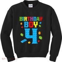 Master Builder 4th Birthday Boy 4 Four Year Building Bricks Kids Sweatshirt thumb 0