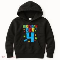 Master Builder 4th Birthday Boy 4 Four Year Building Bricks Kids Hoodie thumb 0