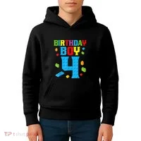 Master Builder 4th Birthday Boy 4 Four Year Building Bricks Kids Hoodie thumb 4