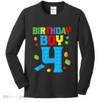 Master Builder 4th Birthday Boy 4 Four Year Building Bricks Kids Long Sleeve Shirt thumb 0