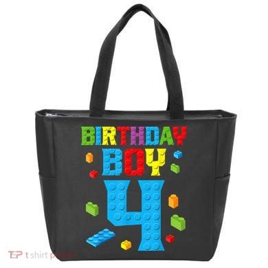 Master Builder 4th Birthday Boy 4 Four Year Building Bricks Tote Bag