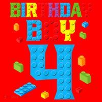Master Builder 4th Birthday Boy 4 Four Year Building Bricks Santa Hat thumb 1