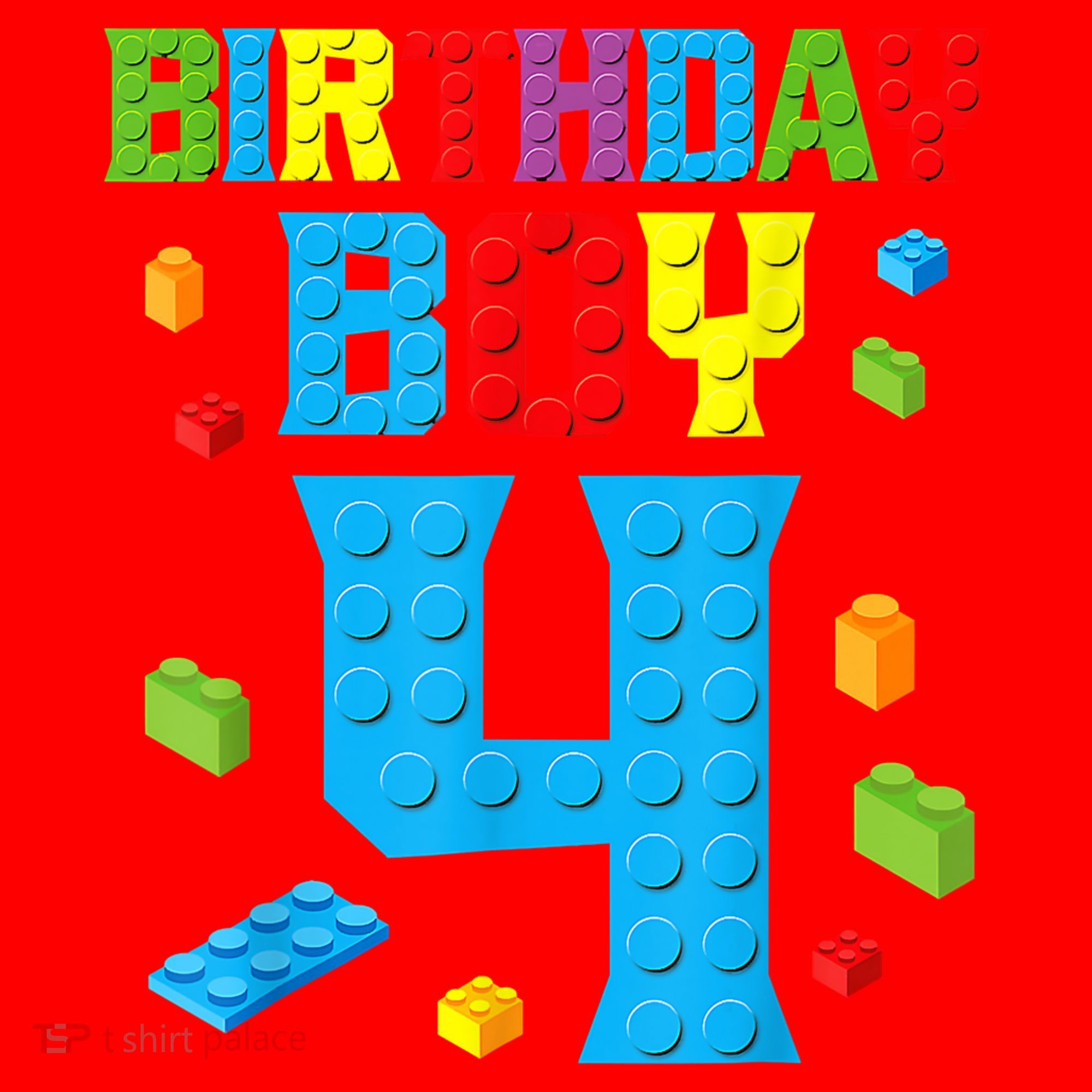 Master Builder 4th Birthday Boy 4 Four Year Building Bricks Santa Hat