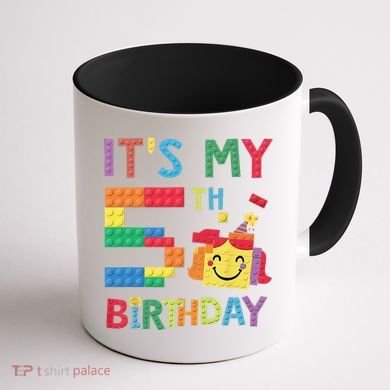 Master Builder 5th ItS My 5th Birthday Brick Blocks Coffee Mug back
