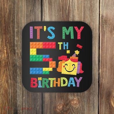 Master Builder 5th ItS My 5th Birthday Brick Blocks Coaster