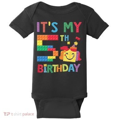 Master Builder 5th ItS My 5th Birthday Brick Blocks Baby Bodysuit