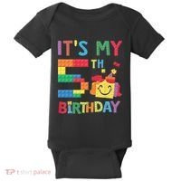 Master Builder 5th ItS My 5th Birthday Brick Blocks Baby Bodysuit thumb 0
