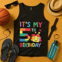 Master Builder 5th ItS My 5th Birthday Brick Blocks Tank Top thumb 4