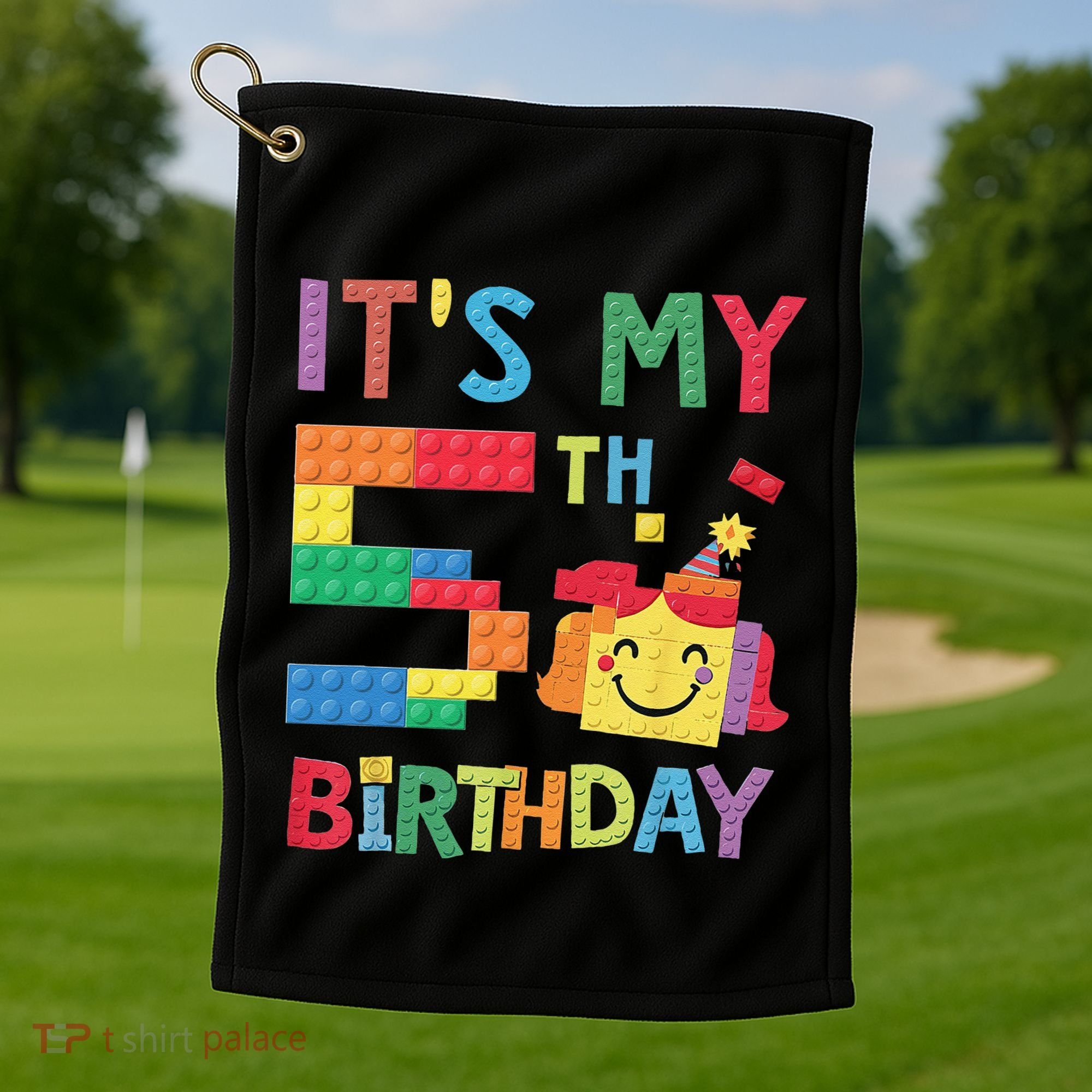 Master Builder 5th ItS My 5th Birthday Brick Blocks Golf Towel