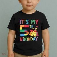 Master Builder 5th ItS My 5th Birthday Brick Blocks Toddler T-Shirt thumb 2