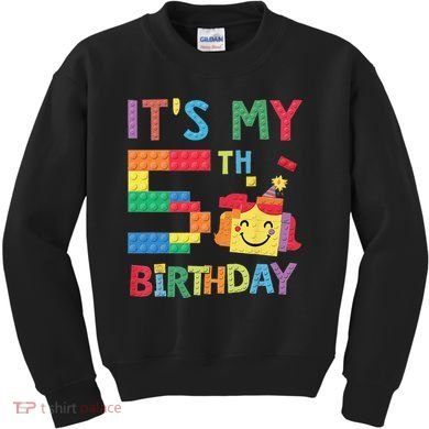 Master Builder 5th ItS My 5th Birthday Brick Blocks Kids Sweatshirt