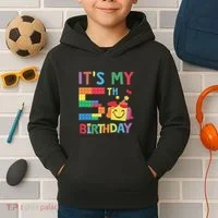 Master Builder 5th ItS My 5th Birthday Brick Blocks Kids Hoodie thumb 2