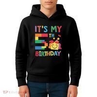 Master Builder 5th ItS My 5th Birthday Brick Blocks Kids Hoodie thumb 4