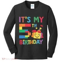 Master Builder 5th ItS My 5th Birthday Brick Blocks Kids Long Sleeve Shirt thumb 0