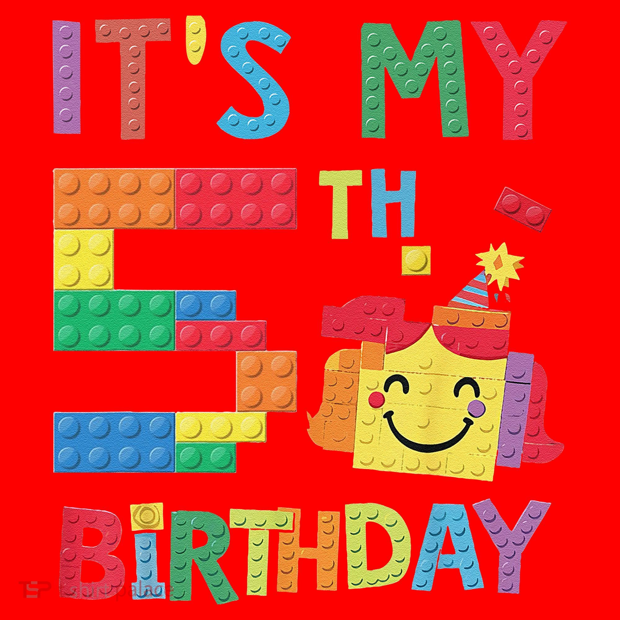 Master Builder 5th ItS My 5th Birthday Brick Blocks Santa Hat