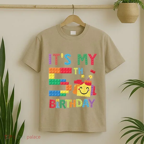 Master Builder 5th ItS My 5th Birthday Brick Blocks T-Shirt