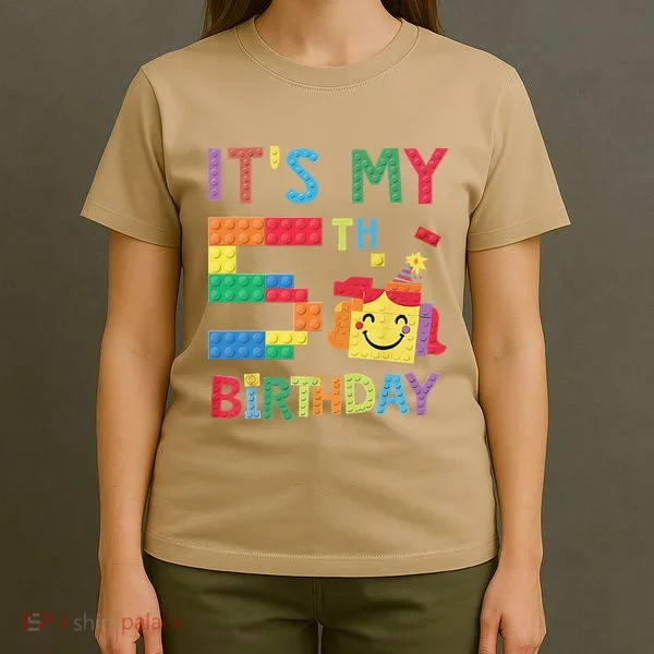 Master Builder 5th ItS My 5th Birthday Brick Blocks T-Shirt