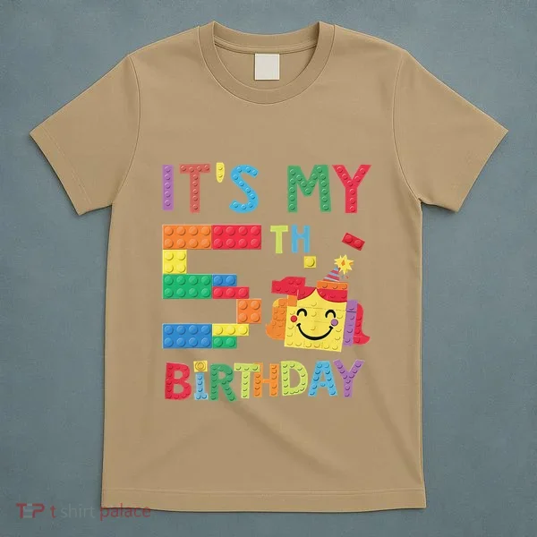Master Builder 5th ItS My 5th Birthday Brick Blocks T-Shirt