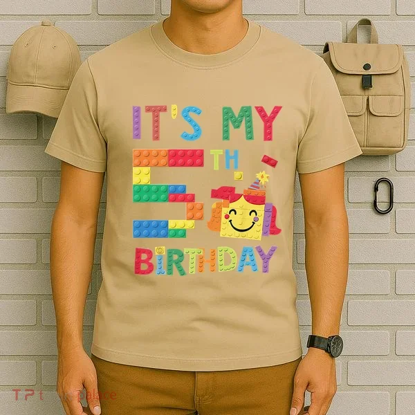 Master Builder 5th ItS My 5th Birthday Brick Blocks T-Shirt