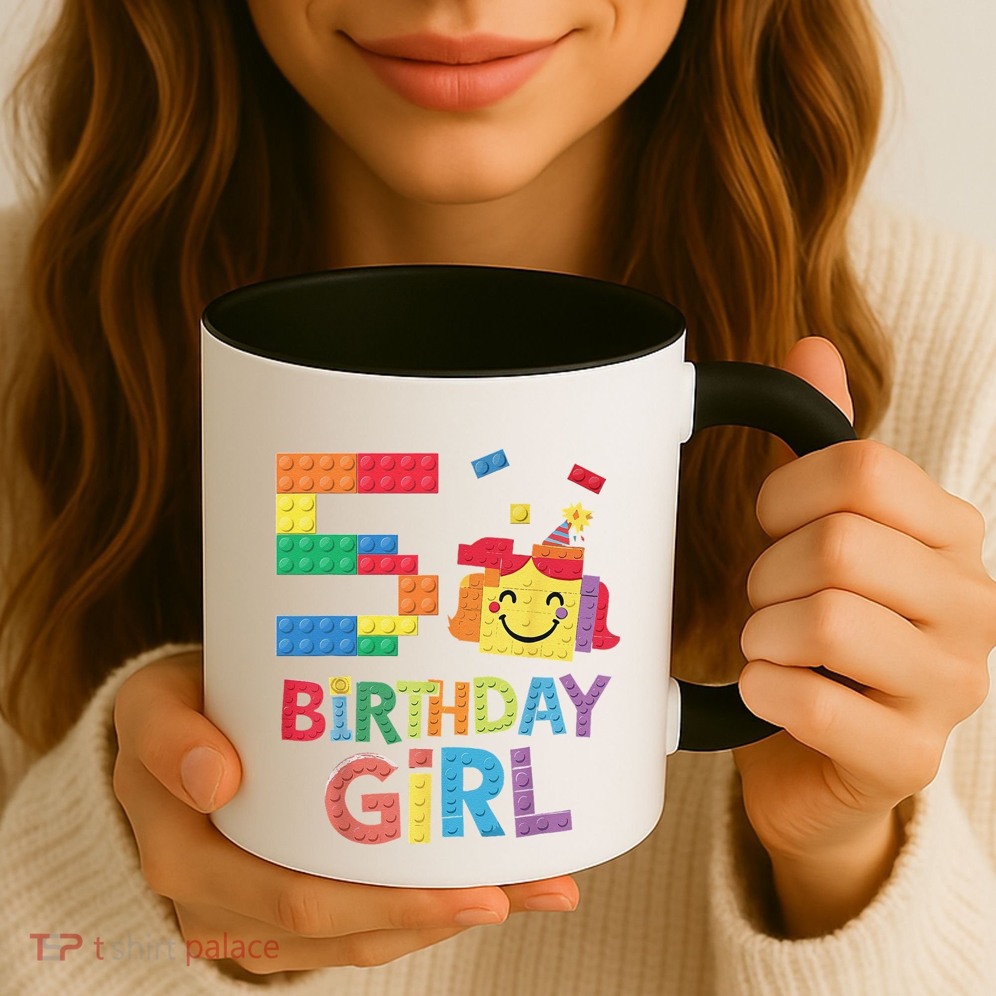 Master Builder 5th Birthday Girl 5 Year Old Brick Blocks Coffee Mug