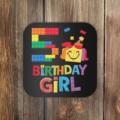 Master Builder 5th Birthday Girl 5 Year Old Brick Blocks Coaster