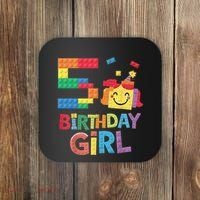 Master Builder 5th Birthday Girl 5 Year Old Brick Blocks Coaster thumb 0