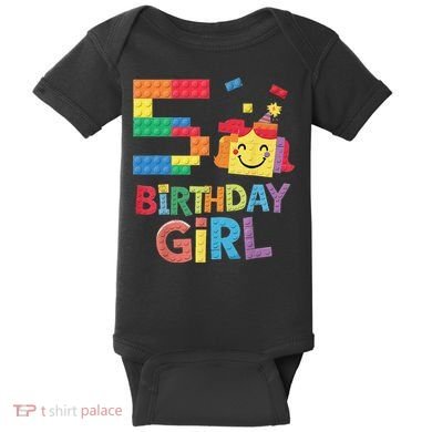 Master Builder 5th Birthday Girl 5 Year Old Brick Blocks Baby Bodysuit