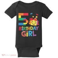 Master Builder 5th Birthday Girl 5 Year Old Brick Blocks Baby Bodysuit thumb 0