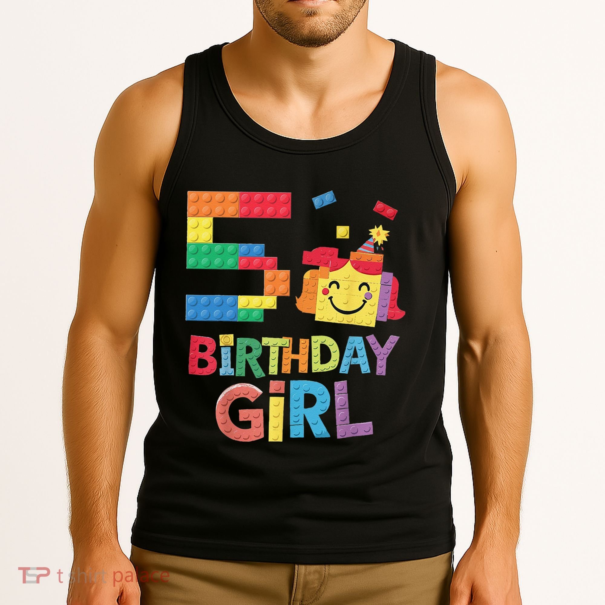 Master Builder 5th Birthday Girl 5 Year Old Brick Blocks Tank Top