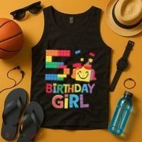 Master Builder 5th Birthday Girl 5 Year Old Brick Blocks Tank Top thumb 4