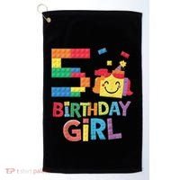 Master Builder 5th Birthday Girl 5 Year Old Brick Blocks Golf Towel thumb 0
