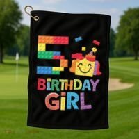 Master Builder 5th Birthday Girl 5 Year Old Brick Blocks Golf Towel thumb 1