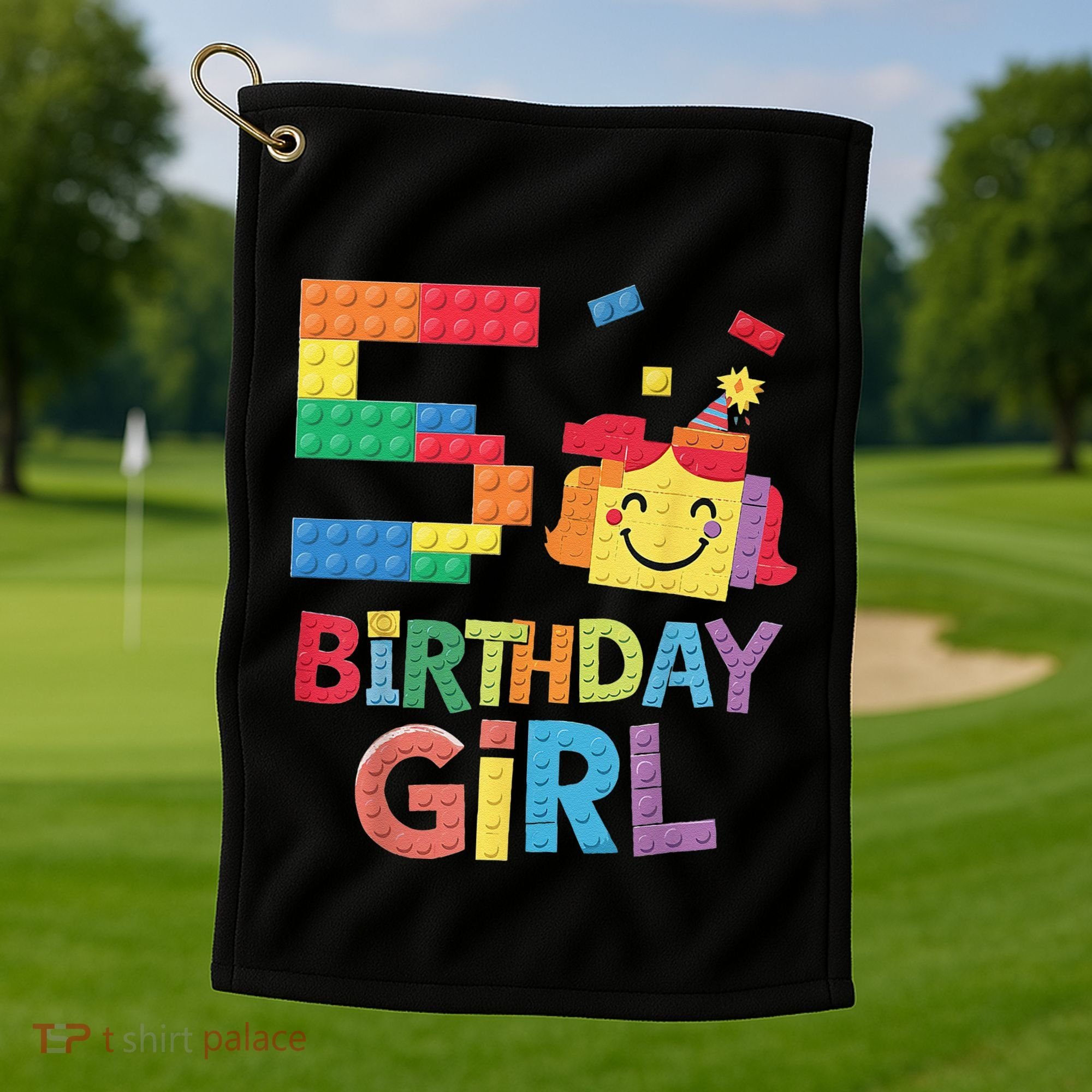Master Builder 5th Birthday Girl 5 Year Old Brick Blocks Golf Towel
