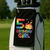 Master Builder 5th Birthday Girl 5 Year Old Brick Blocks Golf Towel thumb 2