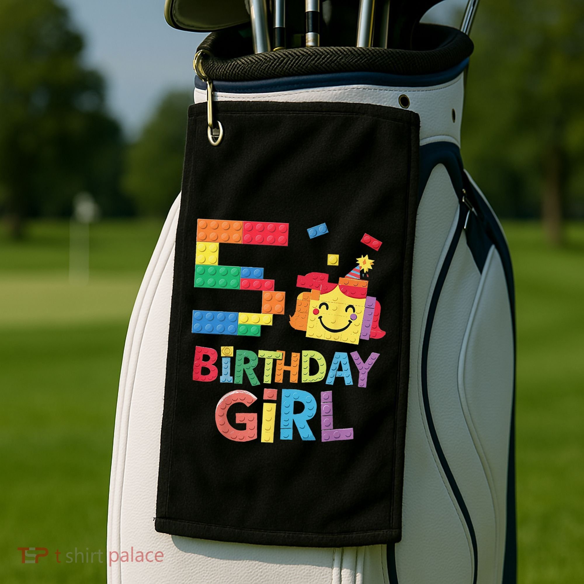 Master Builder 5th Birthday Girl 5 Year Old Brick Blocks Golf Towel
