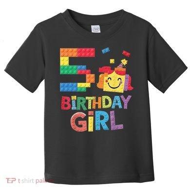 Master Builder 5th Birthday Girl 5 Year Old Brick Blocks Toddler T-Shirt