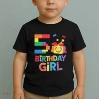 Master Builder 5th Birthday Girl 5 Year Old Brick Blocks Toddler T-Shirt thumb 2