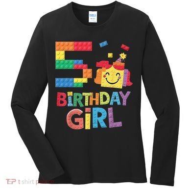 Master Builder 5th Birthday Girl 5 Year Old Brick Blocks Women's Long Sleeve Shirt