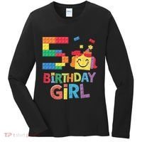 Master Builder 5th Birthday Girl 5 Year Old Brick Blocks Women's Long Sleeve Shirt thumb 0