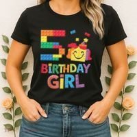 Master Builder 5th Birthday Girl 5 Year Old Brick Blocks Women's T-Shirt thumb 2