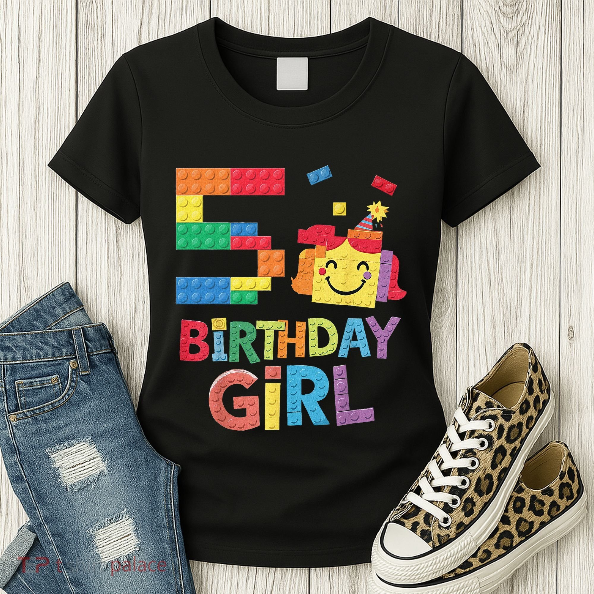 Master Builder 5th Birthday Girl 5 Year Old Brick Blocks Women's T-Shirt